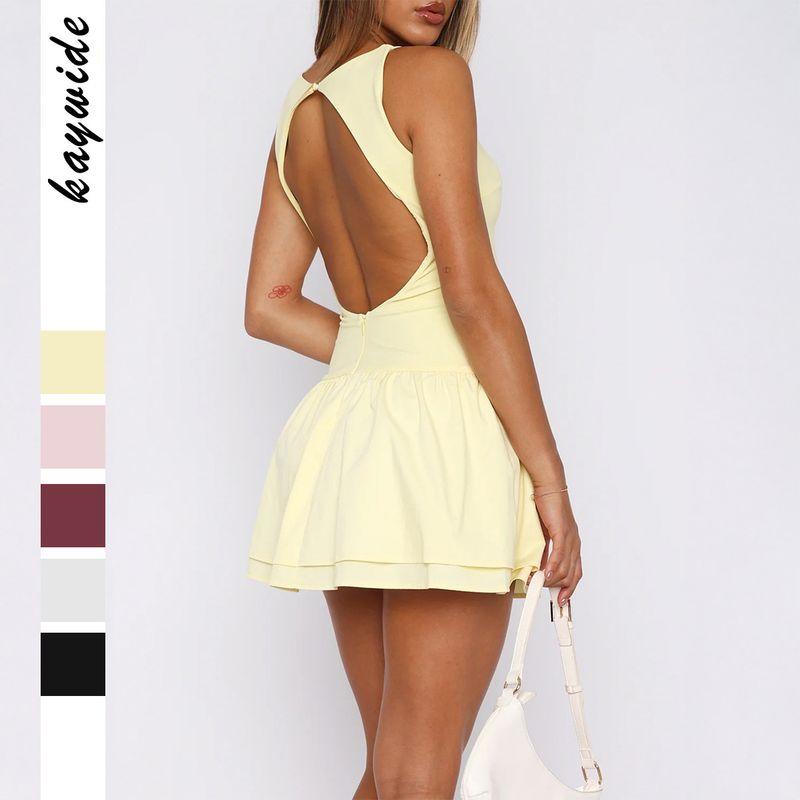 Temperament Elegant Style Solid Short dress One piece Dress Women clothing Spring and Summer