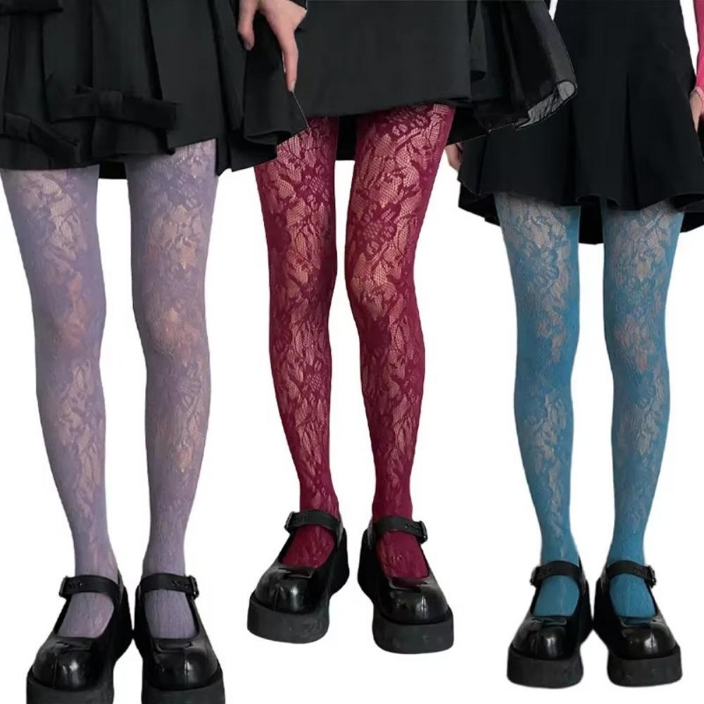 

Flower Fishnet JK Tights Sexy Hipster Leggings Ins Hollow Out Pantyhose Women світло-синій колір