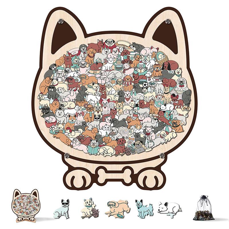 135 Piece Diy Cute Dog Wooden Puzzle Fun Animal Alien Puzzle Home Decoration Creative Stress Relief Birthday New Year Gifts