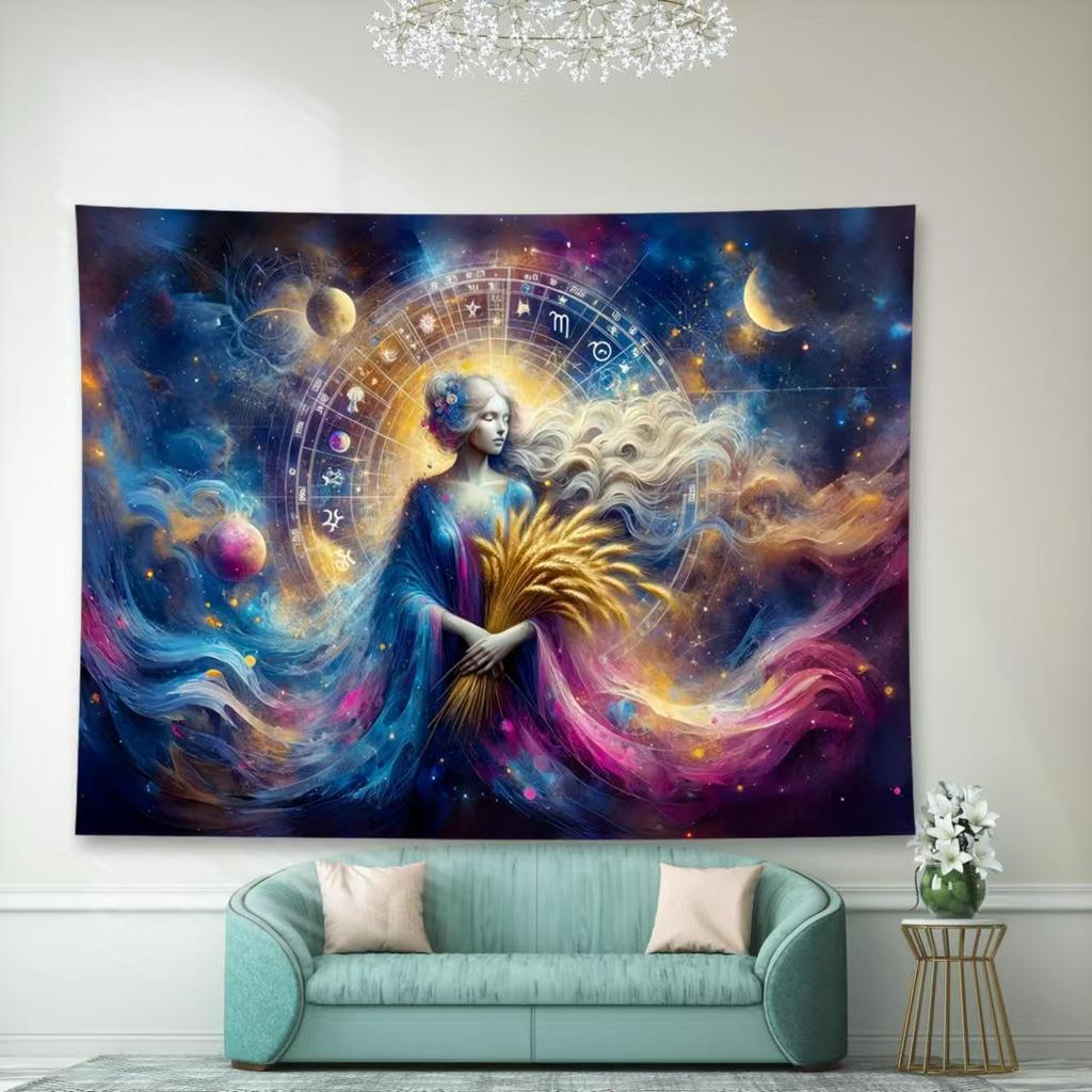 Leo Tapestry Wall Hanging Zodiac Sign Decoration Aesthetic for Bedroom Living Room Dormitory Suitable for Teen Boy and Girl Who