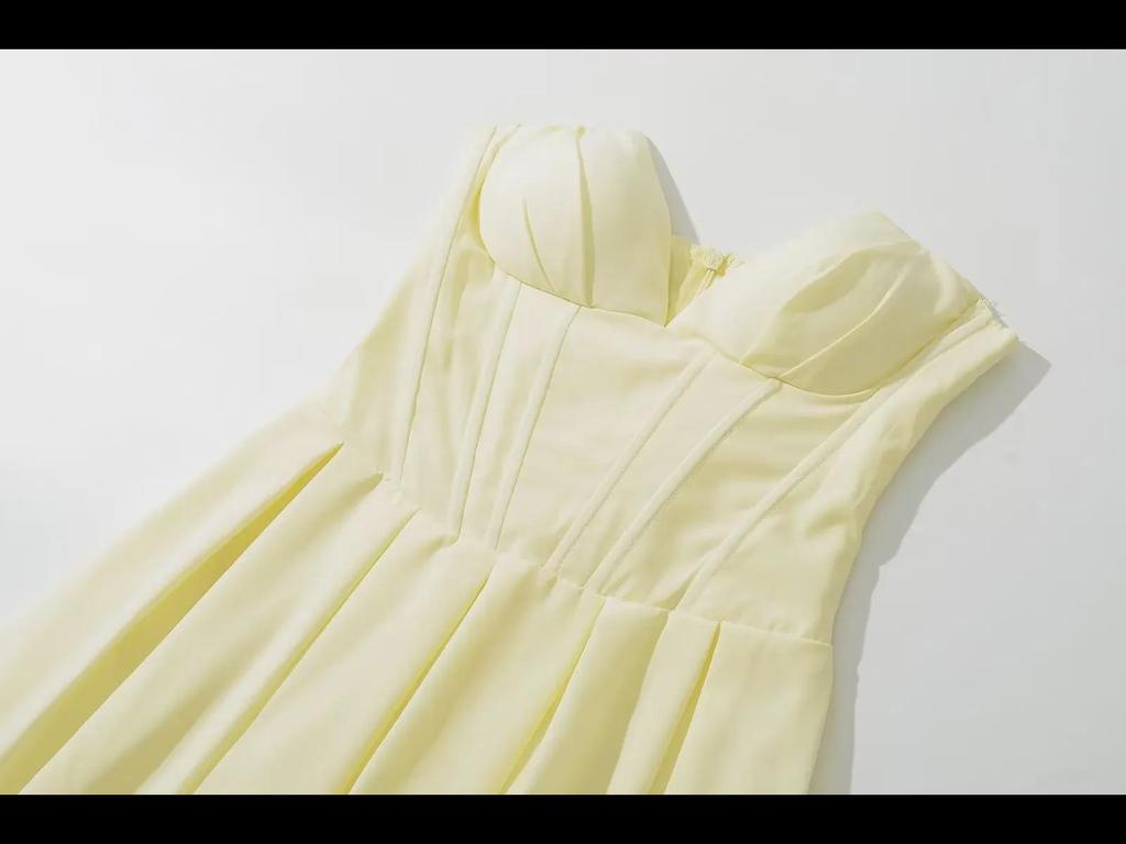 Evropský a americký styl sexy top bez ramínek zeštíhlující dlouhé šaty pro ženy