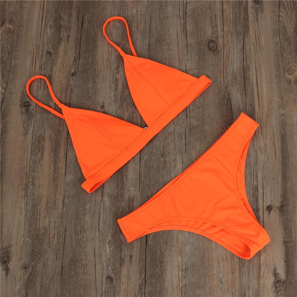 Plus Size European & American Solid Color Bikini - Sexy Two-Piece with Triangle Cup Women's Swimwear