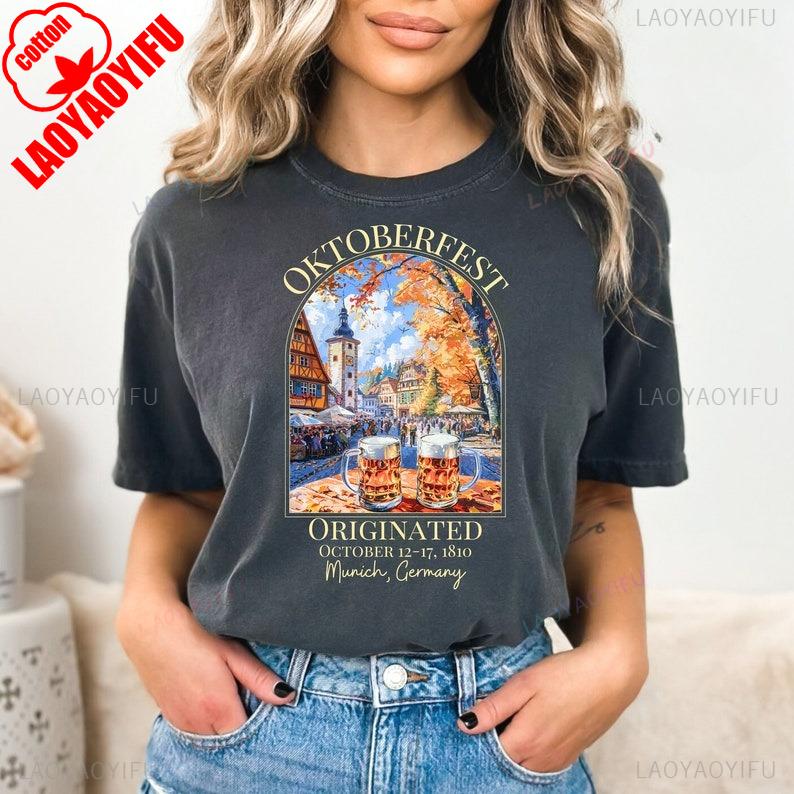 

Oktoberfest Munich GerUnisexy Tee Shirt Autumn Colors Shirt Munich GerUnisexy Autumn Vacation Octoberfest Gift Shortsleeved Tee S