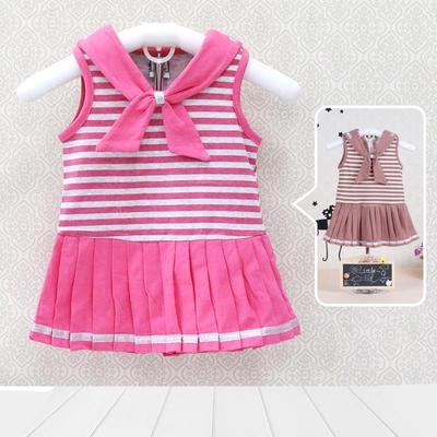 Neugeborene Mädchen Säuglingskleidung Baumwolle Frühling und Herbst Sommer Weste Rock Streifen Kleid Kinderbekleidung Aapparel