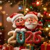 Christmas Santa Ornament 2026 Round 2D Acrylic Santa Claus Christmas Tree Ornament for Holiday New Year Home Decor