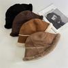 Autumn and Winter New Warm Thickened Bucket Hat Women's Versatile Face Small Front Long Rear Short Ear Protection Windproof Bucket