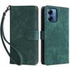 For Motorola Moto G14 4G Anti-Scratch Cell Phone Case Leather Stand Cover RFID Blocking Wallet Shell with Strap