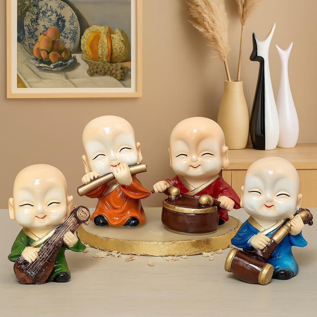 Musikalische Buddha-Dekoration für die Heimdekoration (4er-Pack, Mehrfarbig)