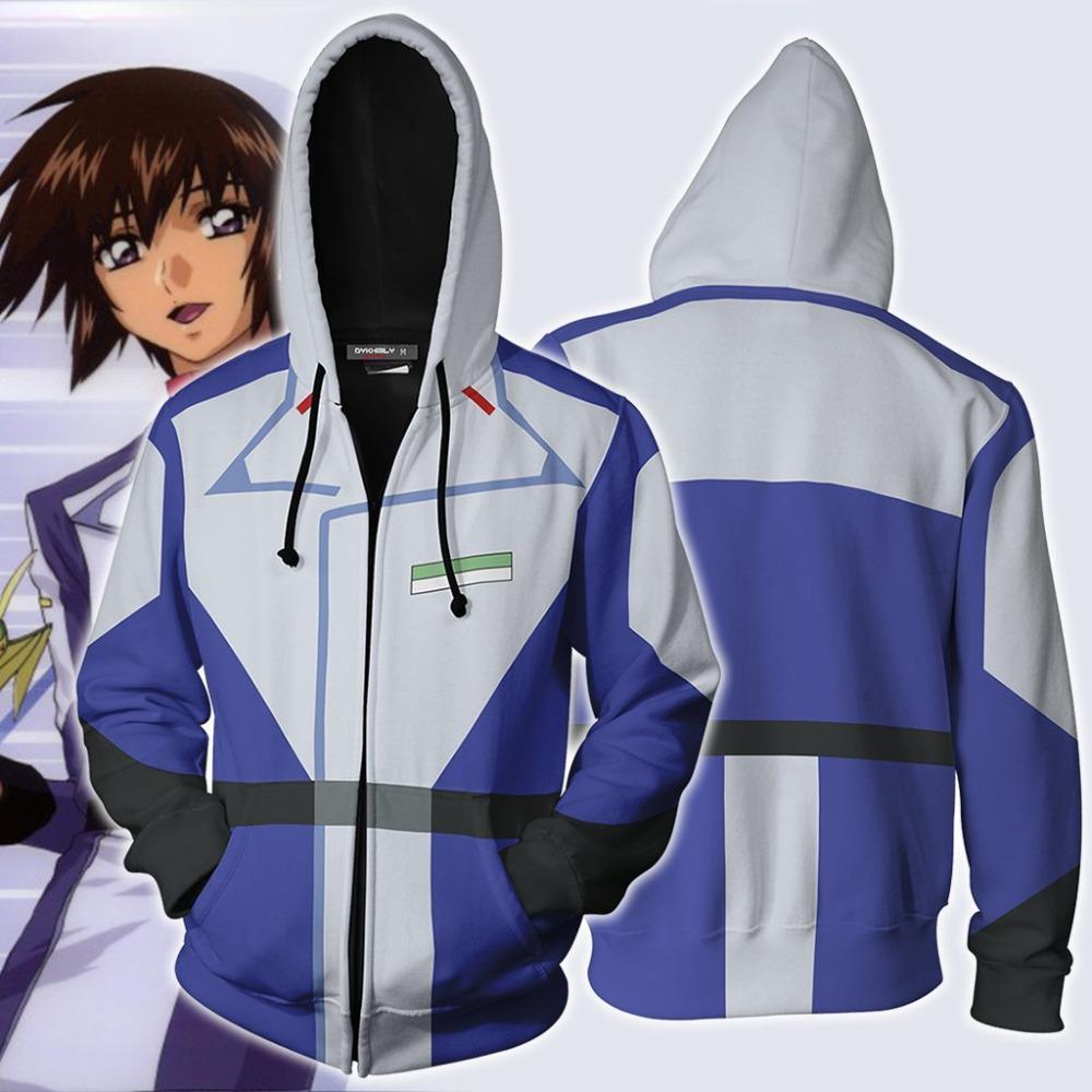 3D Printed Anime Hoodie with Mobile Suit Design - Japanese Anime Zipper Jacket