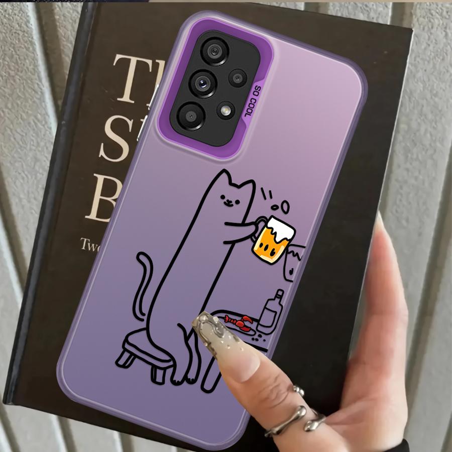 Funny Cat Clear Couple Paired Back Phone Cover Case for Samsung Galaxy A54 A72 A51 A52 A04 A05 A71 A03 A06 A07 A50 A10 A20 A56