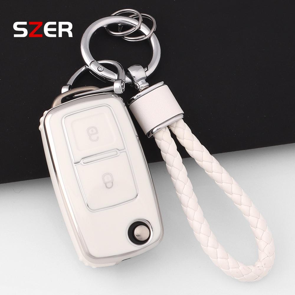 For 2 Button Vw Volkswagen Golf 4 5 6 Mk4 Amarok Polo Bora Jetta Altea Alhambra Passat Beetle Caddy Tiguan Tpu Car Key Case Fob
