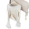 Chic French One-Shoulder Flare Sleeve Sweater Camisole for Women - Slim Fit Fuzzy Autumn/Winter Base Layer.