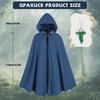 Medieval Hooded Cloak with Round Buckle and Green Leaf Brooch Necklace