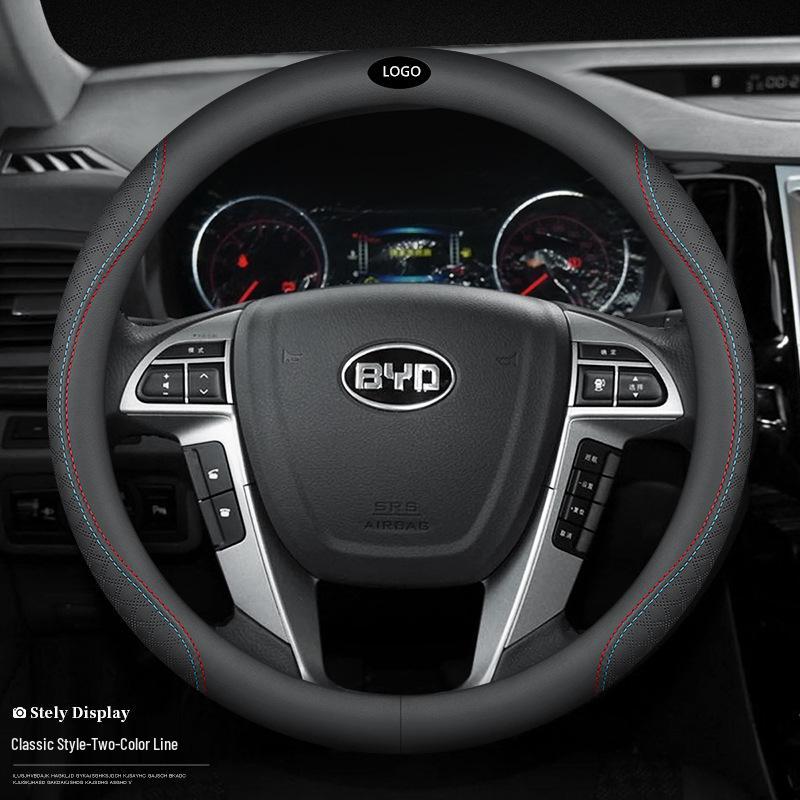 Leather Steering Wheel Cover for BYD Song MAX, Tang, F3, Surui, E5, Qin DM-i, Song Pro, S7, Han, S6