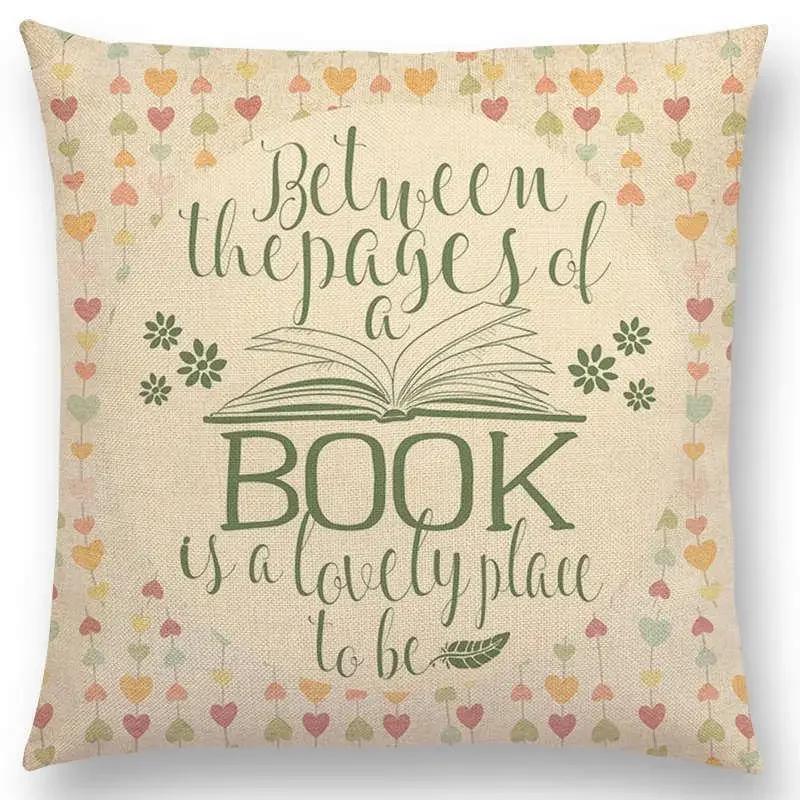 Tea Reading Books Pillow Case Home Decor / Cushion Cover Designer Pillow Cover for Sofa Bedroom Housse De Coussin