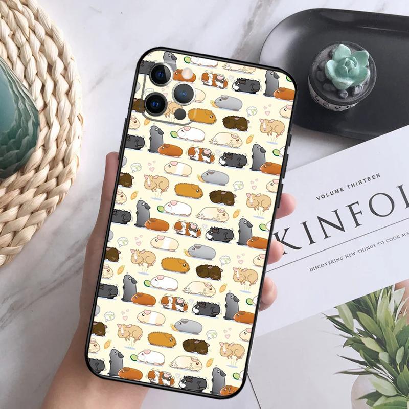 Cute Cartoon Guinea Pig Phone Case For iPhone 16 Pro 11 12 13 14 15 Pro Max Mini XS X XR 7 8 16 Plus Cover Coque