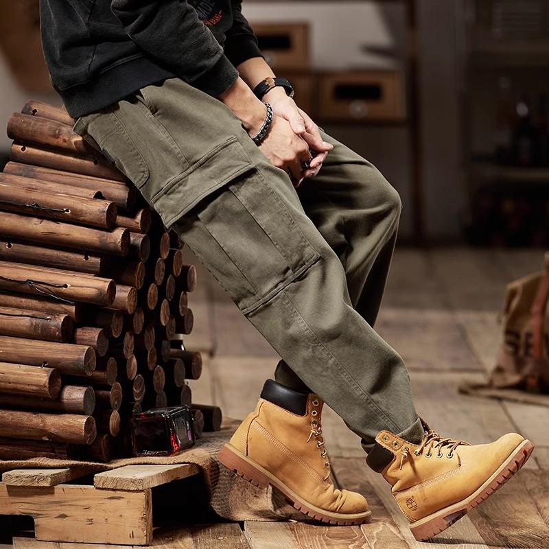 Men's Retro Work Pants: 2025 Heavyweight Fleece-Lined Casual Trousers for Autumn/Winter