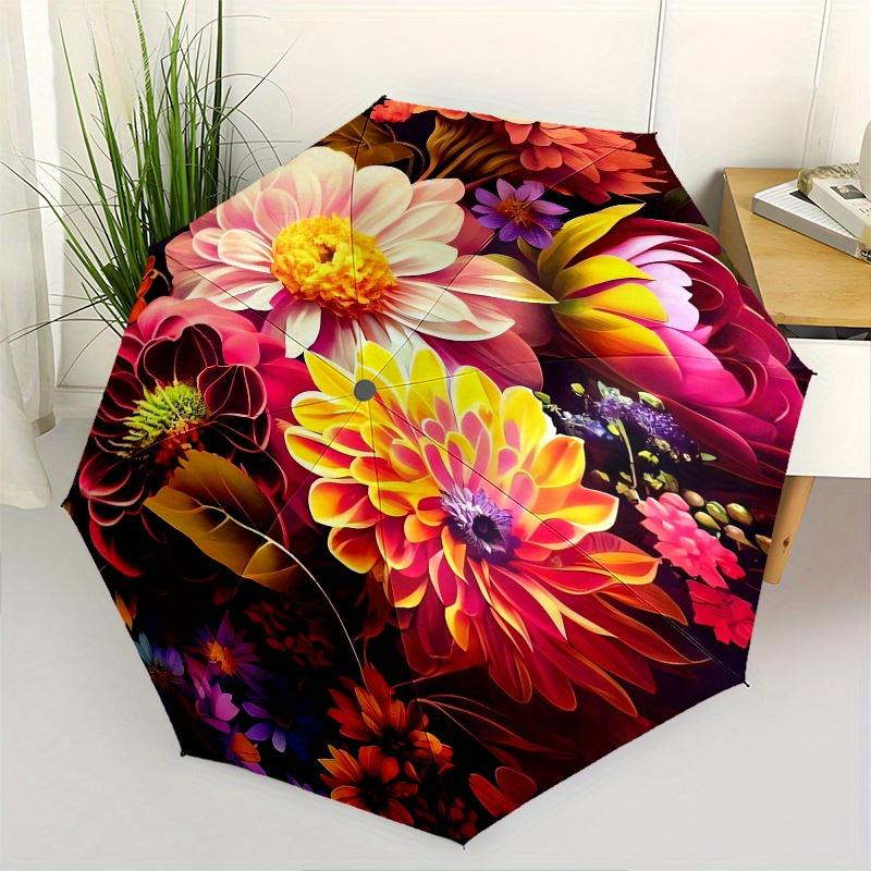 

Floral Bouquet Theme 8 Bone Hand Automatic Folding Fashion umbrella, Compact and Portable Design, A Perfect Gift for Birthday, Christmas or