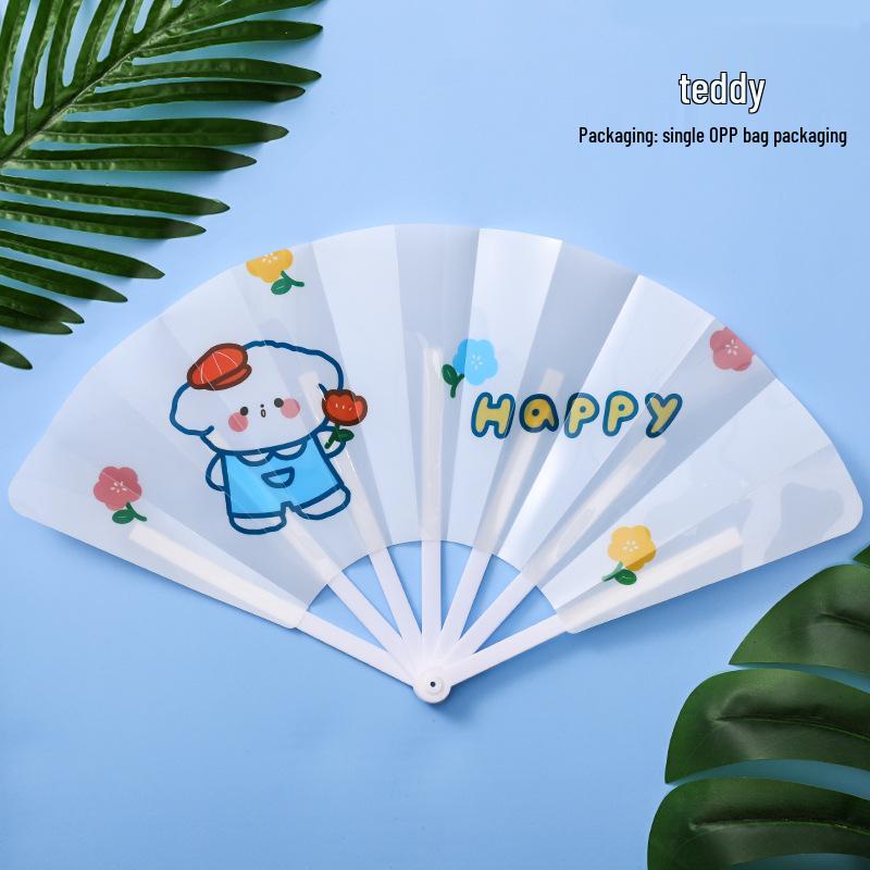 Kids' Cartoon Handheld Folding Fan, Portable Seven-Fold Plastic Design