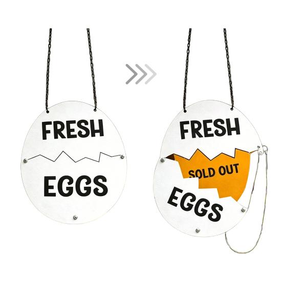 

Farm Fresh Eggs Sign Cracked Eggshell-Shaped Wooden Sign with Fresh/Eggs/Sold Out Design Funny Chicken Coop Market Hanging Decor for Farm Outdoor A