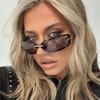 Trendy Rimless Square Candy Color Sunglasses Y2K UV Protection Futuristic Shades Metal Temples Women's Sun Glasses