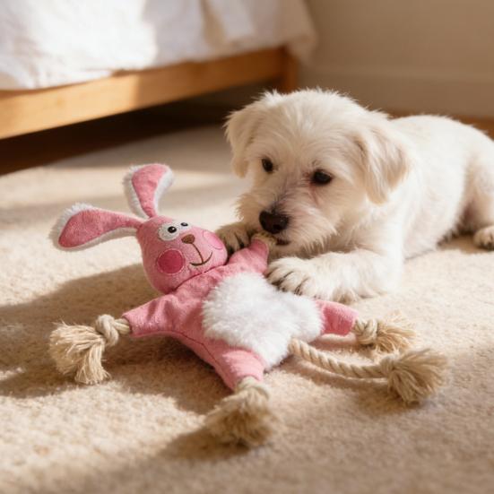 Plüschtier Hund Kauspielzeug mit Baumwollseil Handgemacht Quietschender Affe Hase Tiger Plüschtier Knisterpapier Interaktives Tauziehen Welpenspielzeug Haustierbedarf