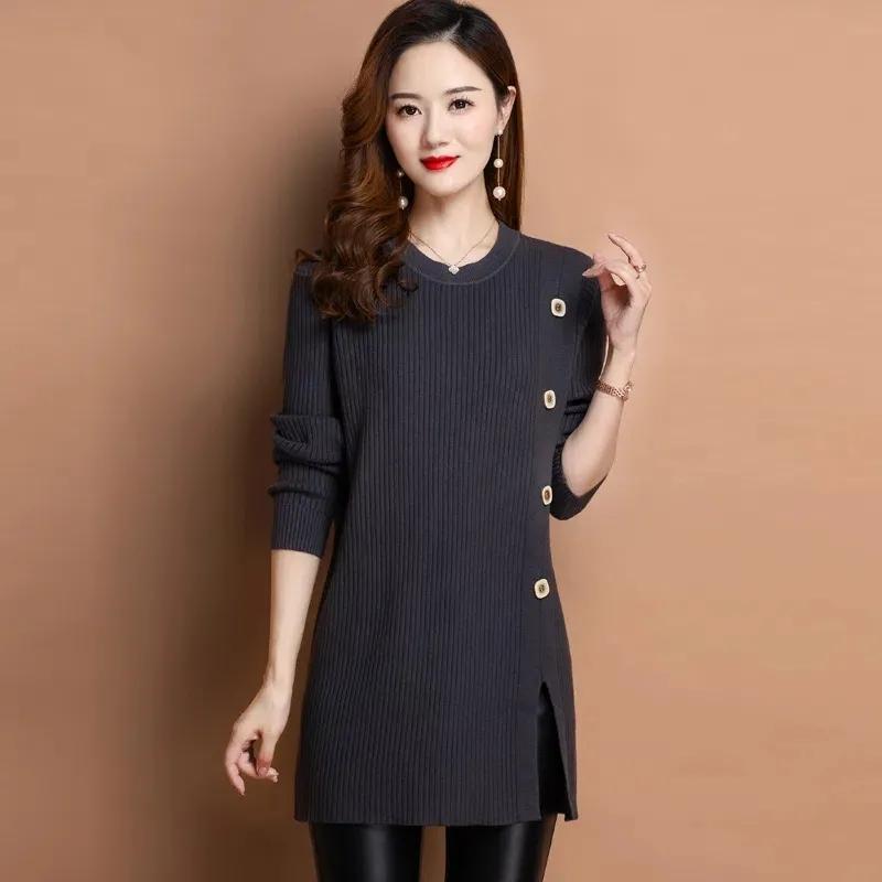 Women Casual Sweater Solid Large Size Pullover Spring Autumn Female Loose Long Sleeve Knit Sweater Long Jumper Feminima 4XL