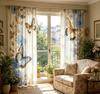 2PCS Digital Printed Curtains, Flower Shadow Blue Butterfly Dreamy, Rod Pocket Window Drapes for Living Room Bedroom Decor