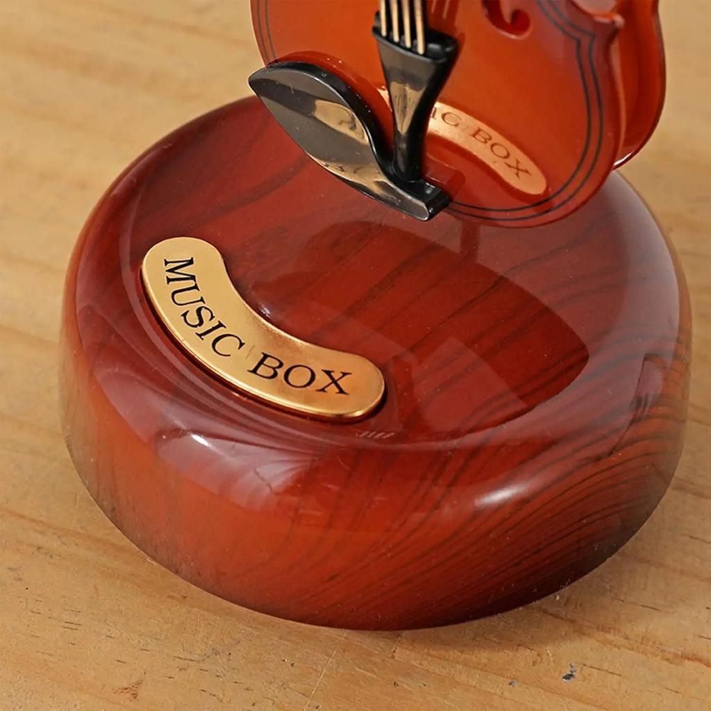 8 Inchi Violin Guitar Music Box Wind-Up Musical Instrument - Melody Playing Stringed Accessory for Birthday Festival Gift