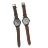 Men Quartz Watch Round Large Dial PU Leather Strap Retro Wristwatch for Daily Life Sports Business P