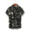 Retro Fashion Printed Pirate Pattern Men's Shirt Summer Street Beach Shirt Hip Hop Cool