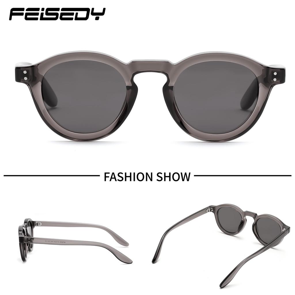 [FEISEDY] Polarized Round Sunglasses, UV400 UV Protection, TAC Lenses, TR90 Frame, Stylish, for Shopping, Travel, Golf, Hiking, Driving, Fishing,