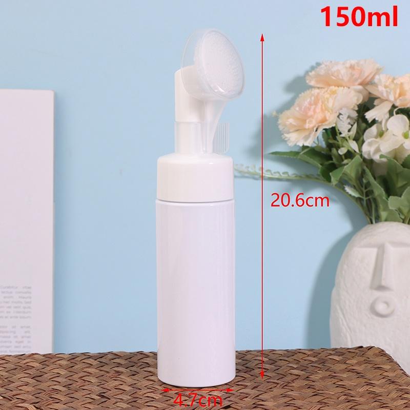 100/120/150/200ml Empty Froth Foaming Pump Bottle With Silicone Brush Head Press Type Face Cleaning Foam Bottles