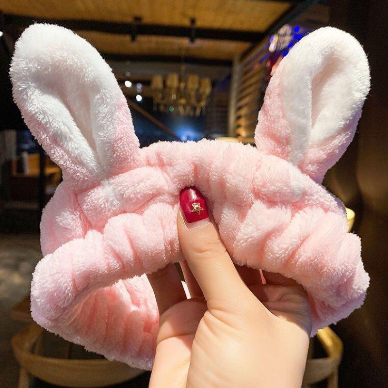 Women's Cute Rabbit Ears Bowknot Face Wash Headband Hair Tie Accessories