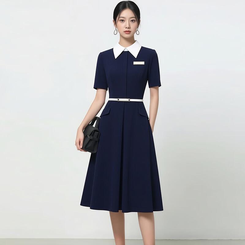Women s Professional Polo Collar A-Line Work Dress 3XL