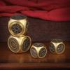 Four Divine Beasts Rotating Coin: Yellow Brass Qiankun Wealth-Attracting Copper Decompression Cube Handheld Craft.