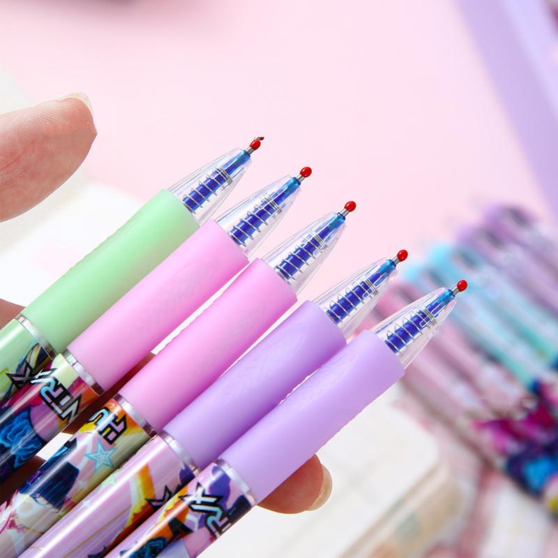 6 Stück Niedliche Kawaii Radierbare Stifte - Anime Charakter Harz Friktions-Gelstifte, Trendige Blaue Tinte Schulbedarf für Mädchen, Kinder Liebhaber