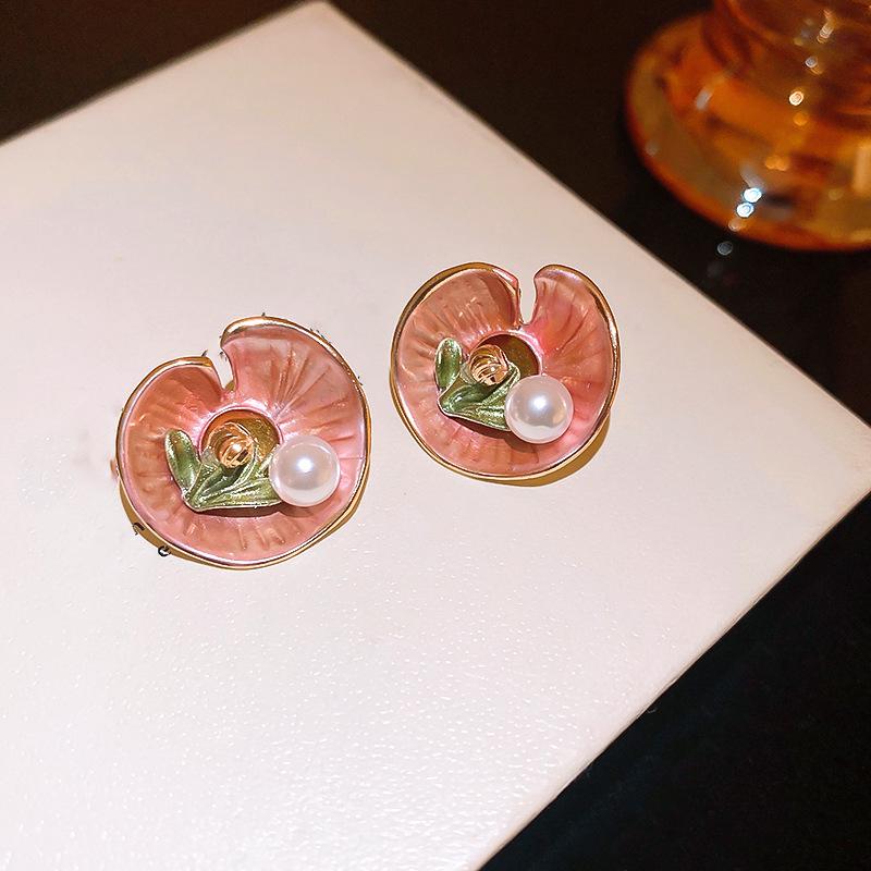 Monet Garden Purple Baroque Pearl Earrings - Vintage Style, Luxury Women's Studs