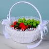 Elegant Crystal Pearls Tassels Basket For Wedding Party Decorations Handcrafted Floral Container With Silk Fabric