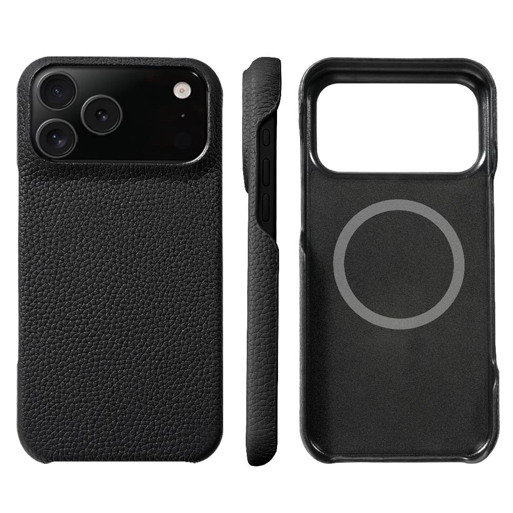 for Magsafe Case for iPhone 17 Air 15 16 Pro Max 17Pro Lychee Natural Cowhide Leather Magnetic Protector  Phone Back Cover