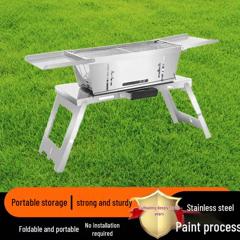Portable Briefcase Foldable BBQ Grill with Table