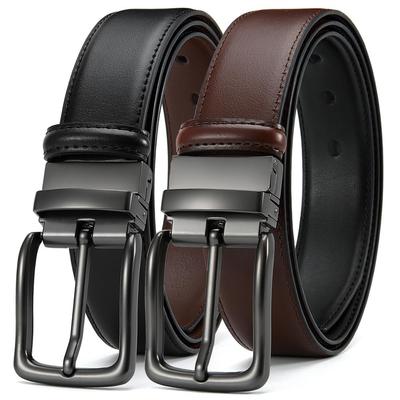 [DOOPAI] Men's Reversible Belt, Two-Tone Design - Suitable for Business and Casual Occasions, Easy Switching with Rotating Buckle, Adjustable Size,