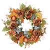 Wreath with Mixed Foliage Layered Silk Flower Autumn for Door, Entryway, Thanksgiving