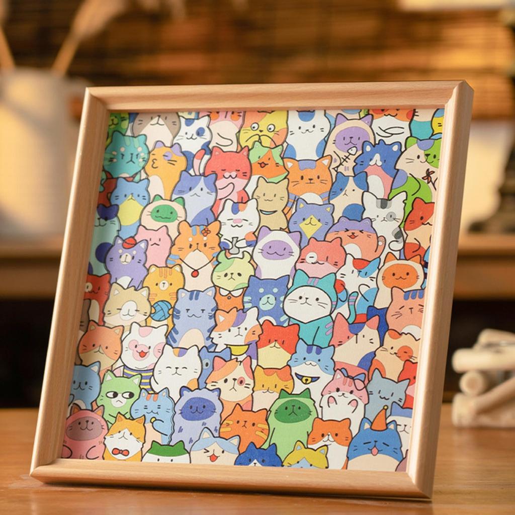 Cartoon Cute Kitten Wooden Puzzles Toys Creative Hand-painted DIY Assembly Toy Puzzle Christmas Gift