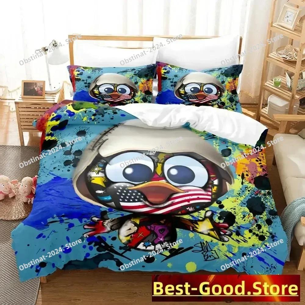 Cute Calimero Bedding Set Single Twin for Full Queen King Size Bed Set Aldult Kid Bedroom soft Duvetcover Sets Kawaii Bed