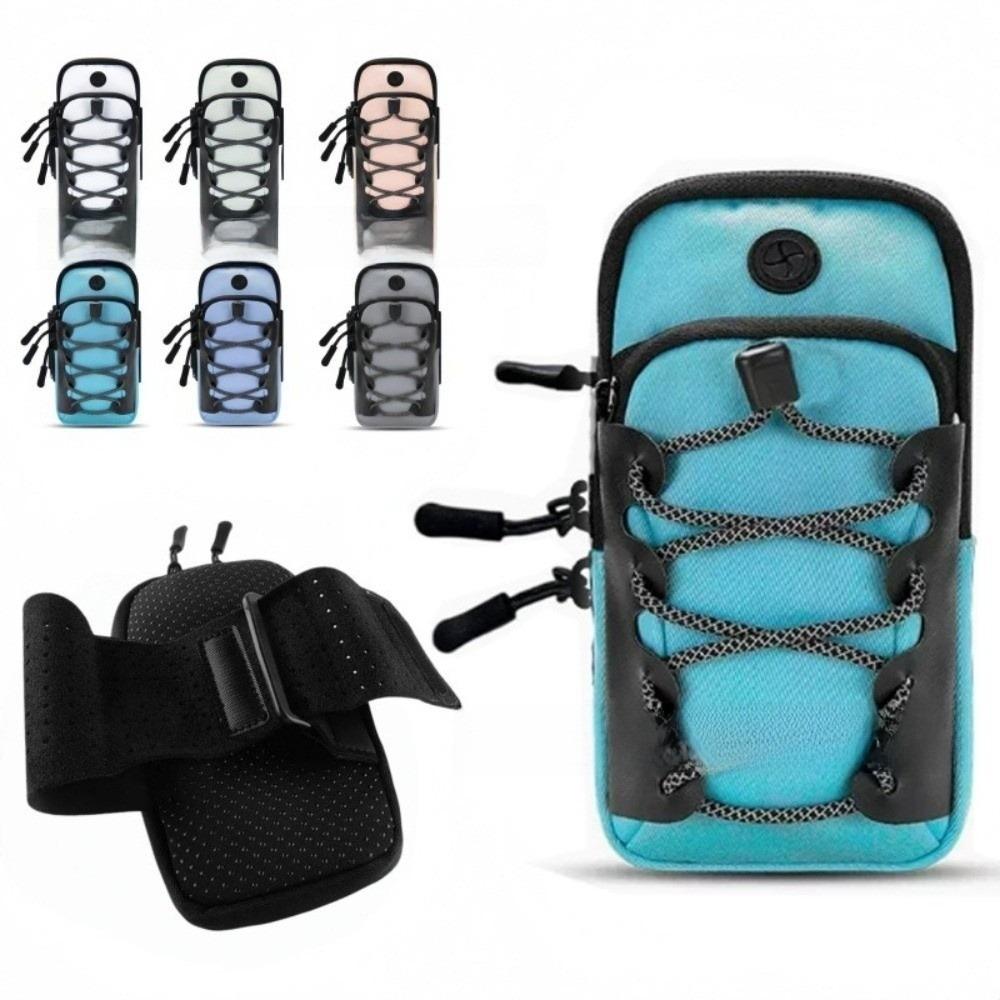 Double Zipper Sports Arm Bag Reflective Cord Trim Wrist Pouch Wear-Resistant Phone Armband Fitness