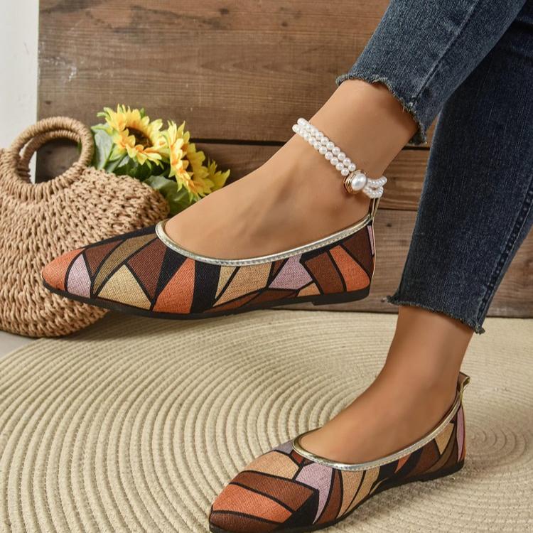 Summer New Single-shoe Women's Pointed Head Shallow Mouth Glitter Cloth Soft Sole Anti-slip Wear-resistant Flat Shoes