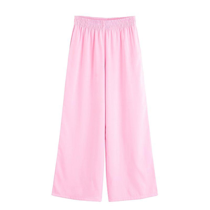 Lapel Curling Short sleeve Linen Blend Travel Hunting Shirts 2273996 High Waist Wide Leg Pants 2116996