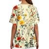 Floral Print V Neck Medical Scrub Top with Pockets Side Slits Short Sleeve Nurse Uniform Shirt for Women Comfortable Fit