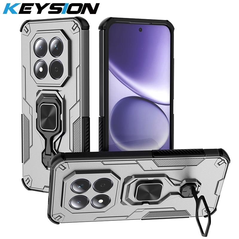 KEYSION Custodia blindata antiurto per Redmi Note 15 Pro+ 5G Silicone+PC Supporto ad anello metallico verticale Copri telefono per Redmi Note 15 4G 5G